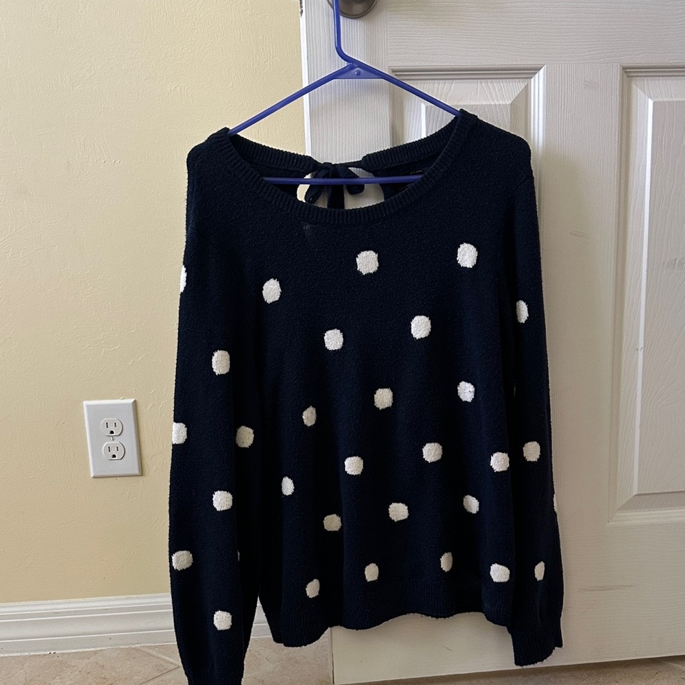 Lucky Brand Black and White Polka Dot Sweater